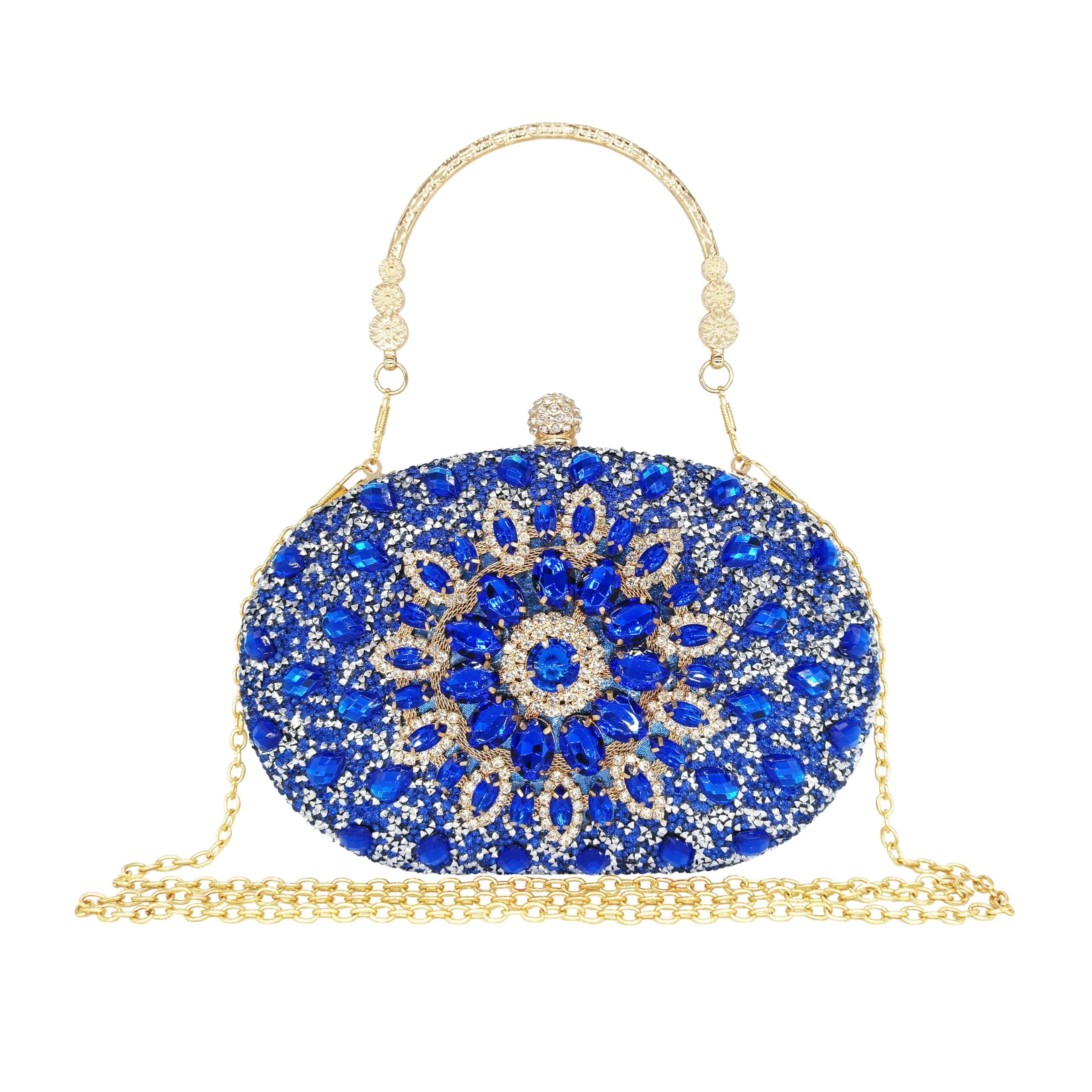1751 Rhinestone Clutch Purses Evening Wedding Formal - Round Pearl Clasp